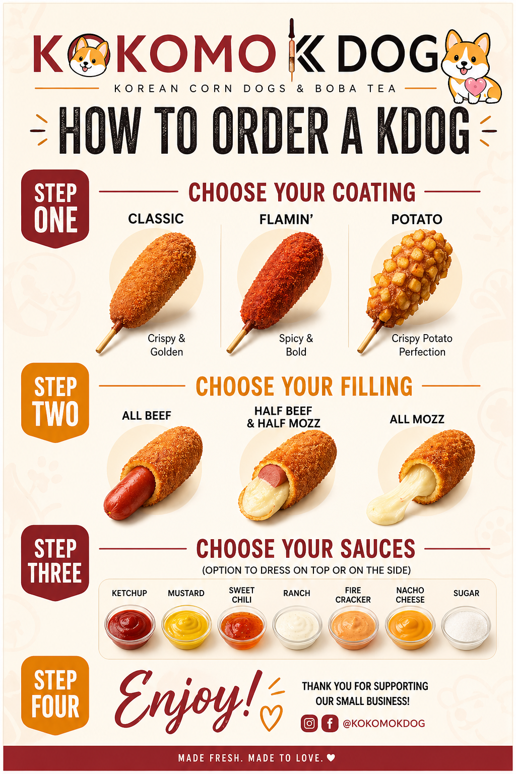Korean Corn dogs, Mochi Donuts & Boba Tea