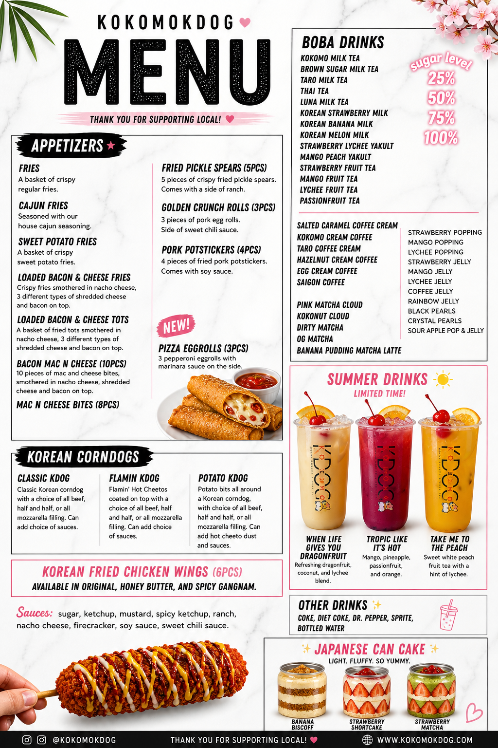 Korean Corn dogs, Mochi Donuts & Boba Tea